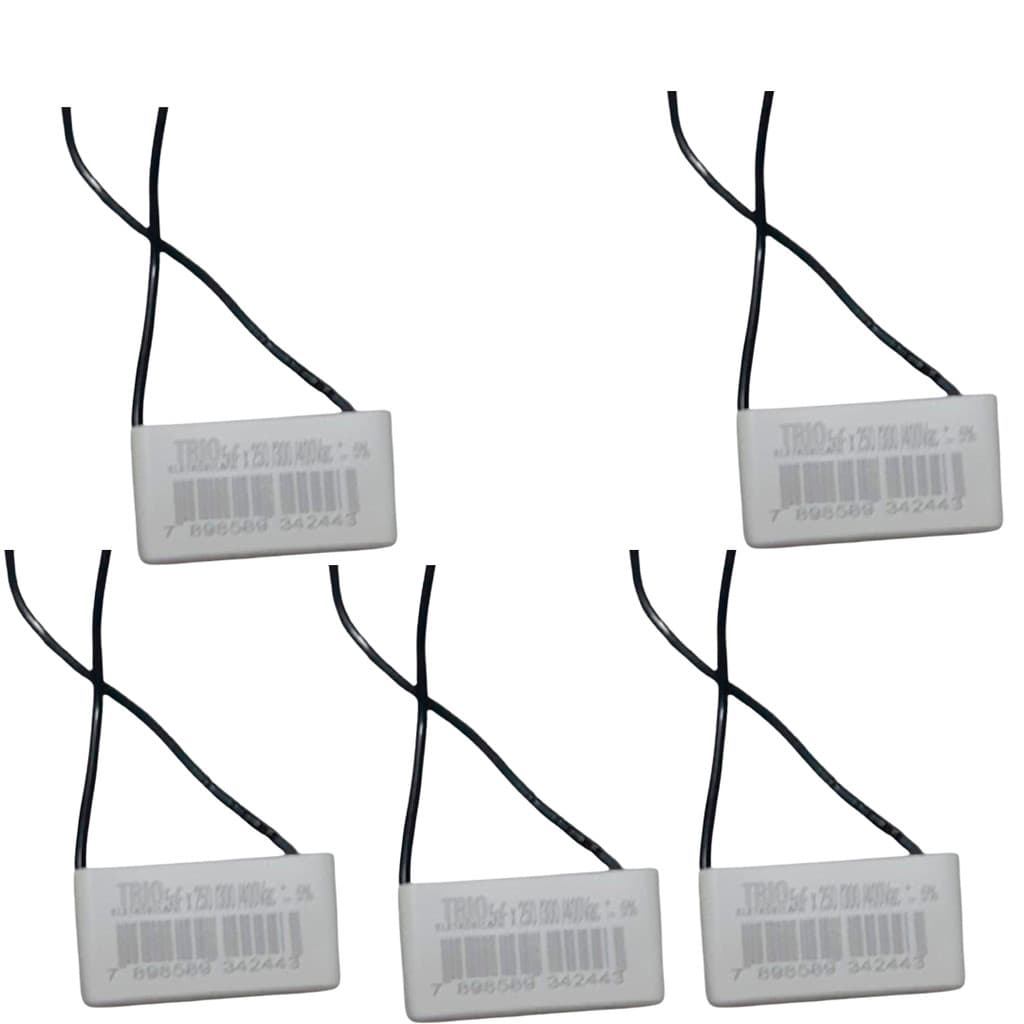 KIT 5 CAPACITOR 2 FIOS QUADRADO 5UF X 250 400V TRI