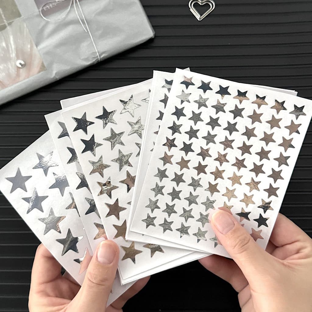 10 Folhas De Adesivo Estrela De Prata DIY Scrapbook Decoração De Presente