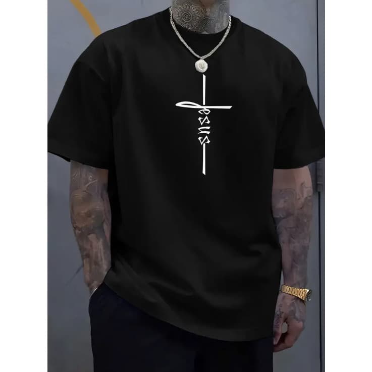 Camiseta Jesus Fé Camisa Oversized Ombro Caído Estilo Moderno Streetwear