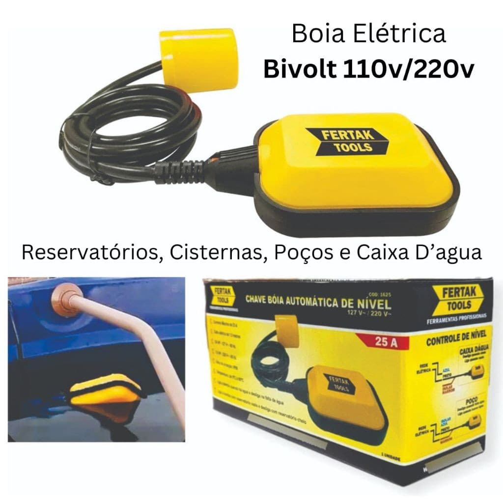 Chave Nivel Automática 110v 220v Boia Elétrica Caixa D'água 25A Sensor Superior Inferior Cisterna