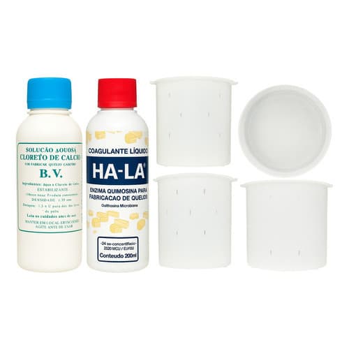 Kit Fazer Queijo Caseiro - Coalho + Cloreto +3 Formas + Tela