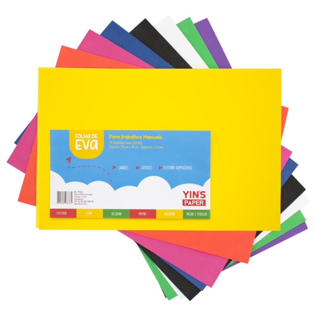 Folhas de EVA 1,5mm 20x30cm - 10 Unidades - Yins / WX Gift