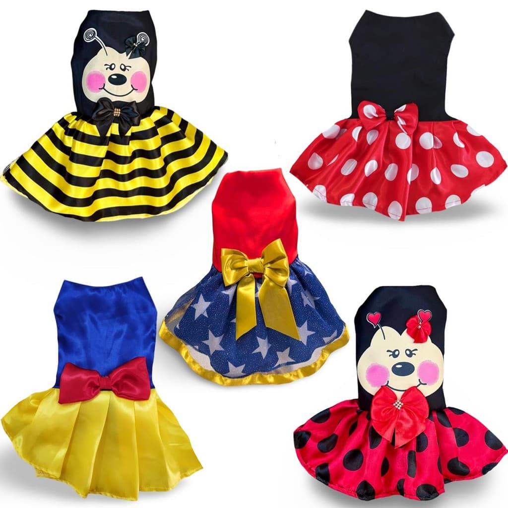 Roupa Pet Roupinha Princesa Vestido Personagens Para Gato Cachorro Pequeno Porte Luxo