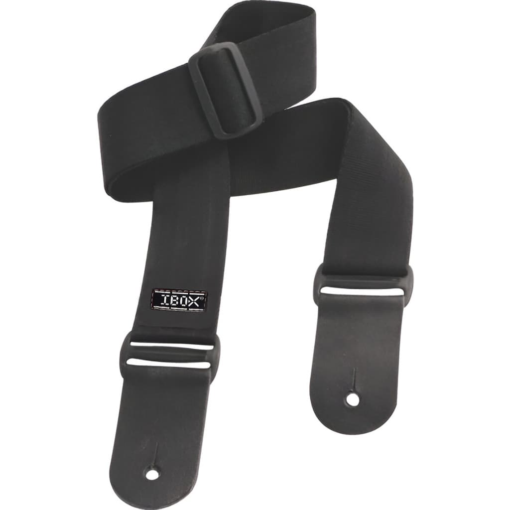 Correia Alça Ibox Preta Com Ponta de Couro Para Violão Guitarra Baixo Viola