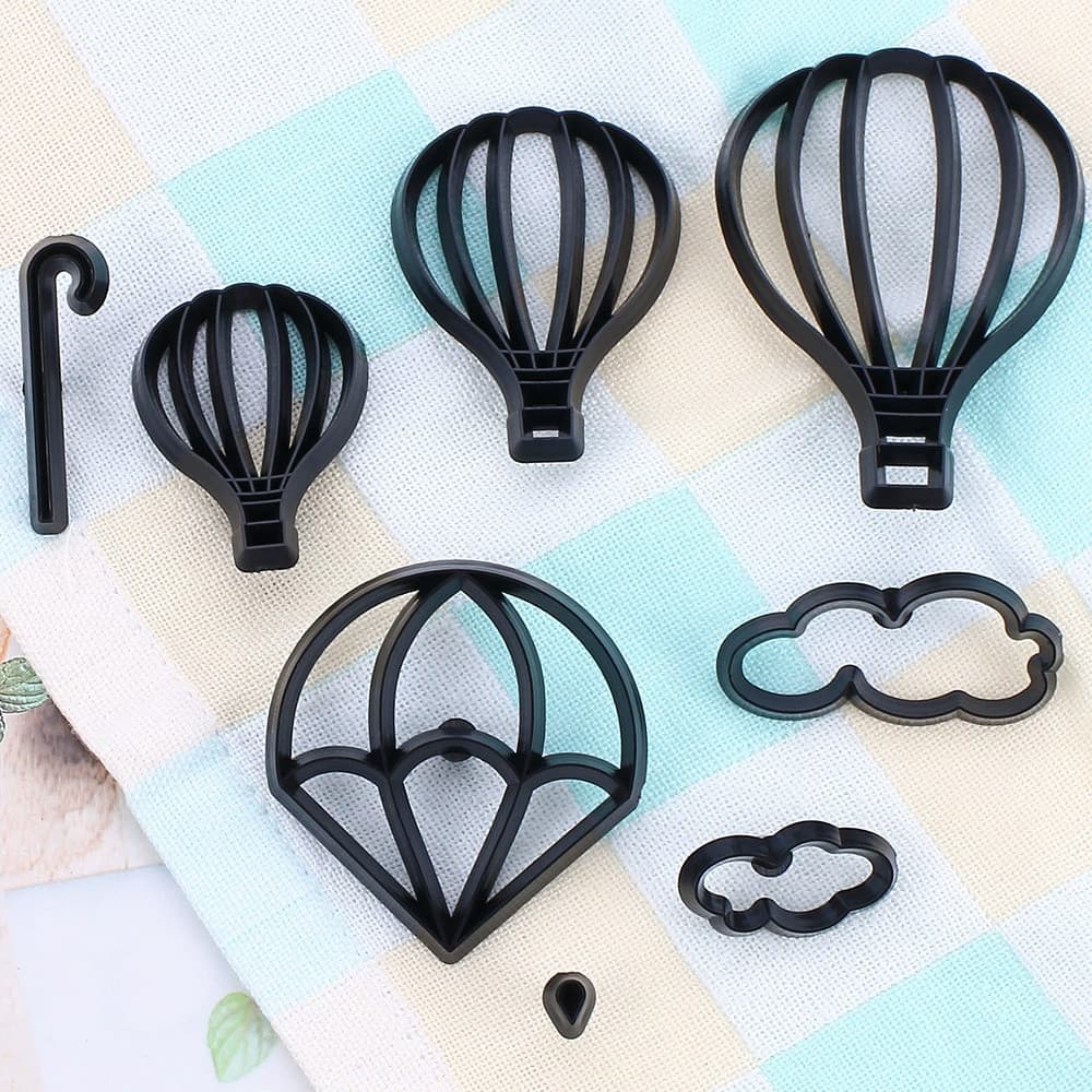 KALAIEN 7PCS Hot Air Balloon Shape Cookie Cutters Set Cloud,Hot Air Balloon Shape Fondant,Sugarcraft Cutters DIY Baking
