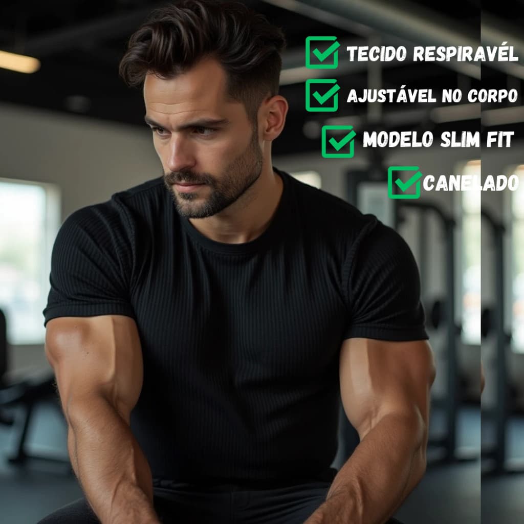 Camiseta Camisa Premium Canelada Lisa Slim Casual Estilo Americana Importada