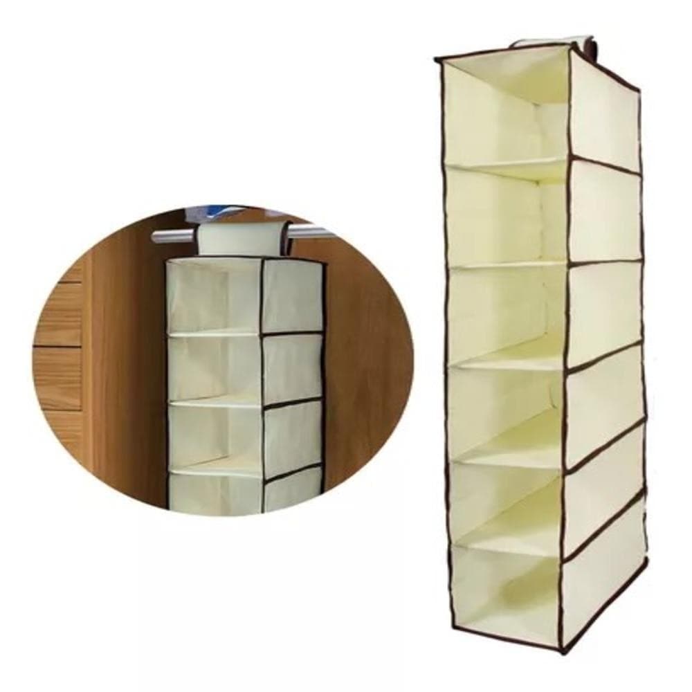 ORGANIZADOR VERTICAL MULTIUSO 120CM COM 6 DIVISÓRIAS E PRATELEIRA GRANDE SAPATEIRA
