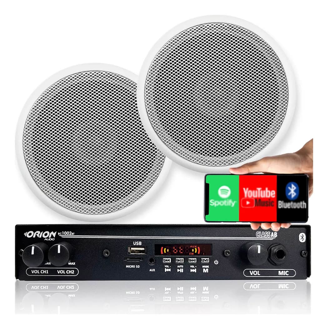 Kit 2 Caixas Som Ambiente Teto 5 Pol+ Amplificador Bluetooth