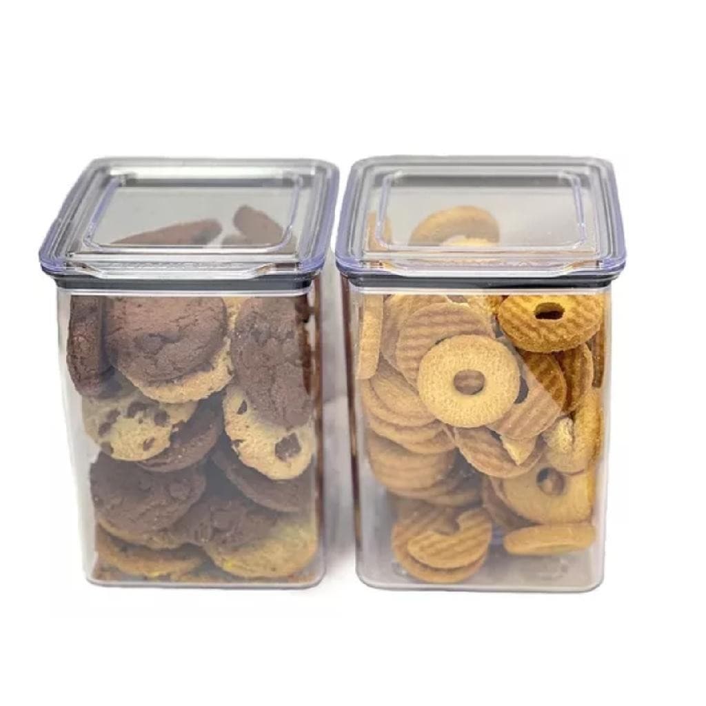 Kit 2 Potes Herméticos  1,1 Litros Cristal Porta Mantimentos Qualyplas