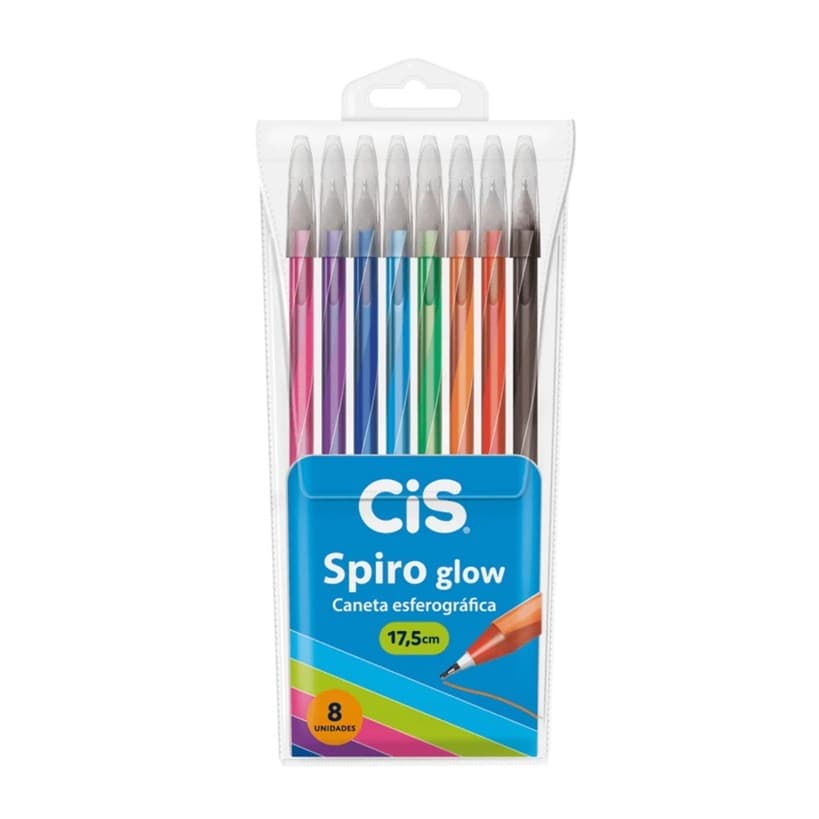 Kit Caneta Esferográfica Coloridas Spiro Glow 0.7mm c/08und Cis