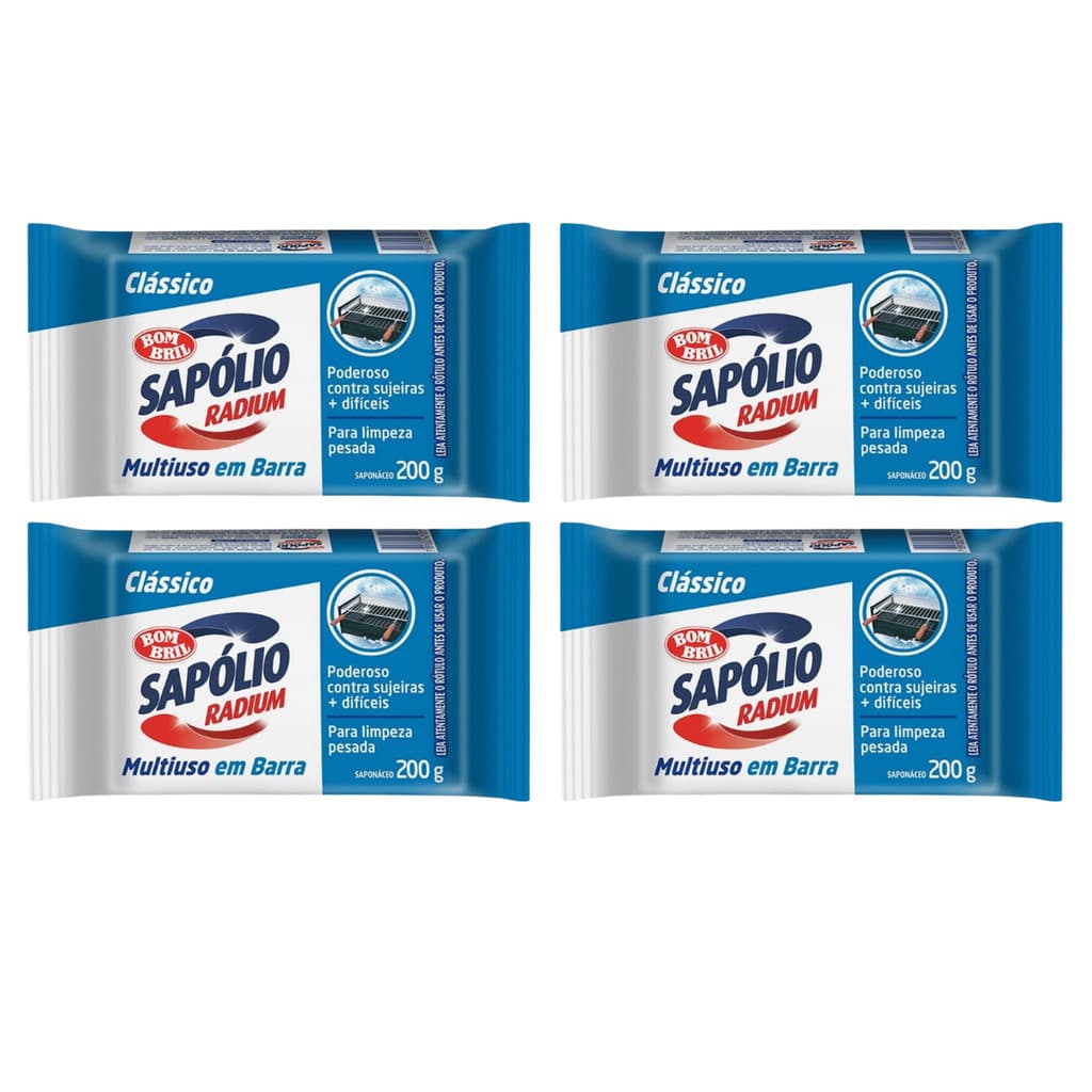 Kit com 4 Unidades de Sapólio Multiuso em Barra 200g