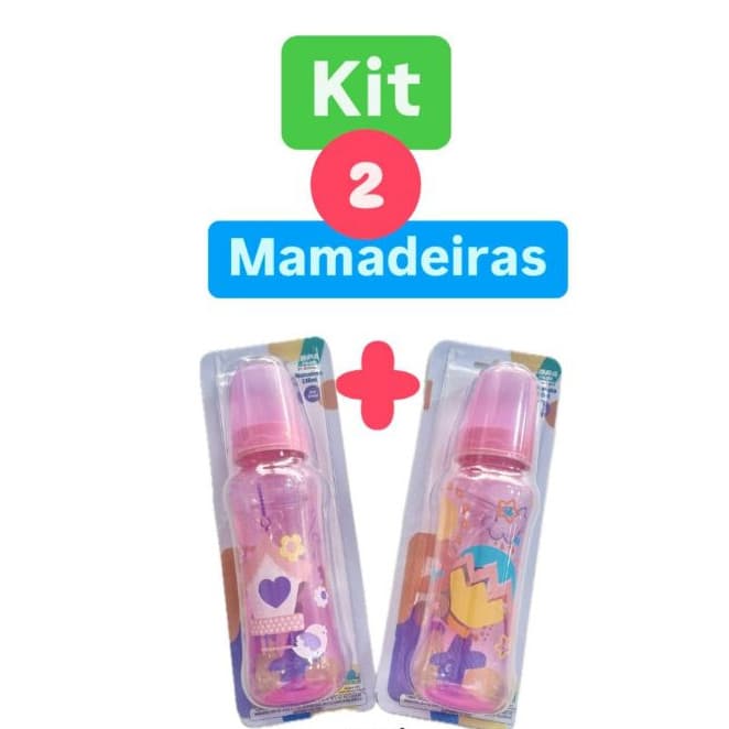 Kit 2 Mamadeiras 240 ml PETITA Bico Orto ou Redondo silicone