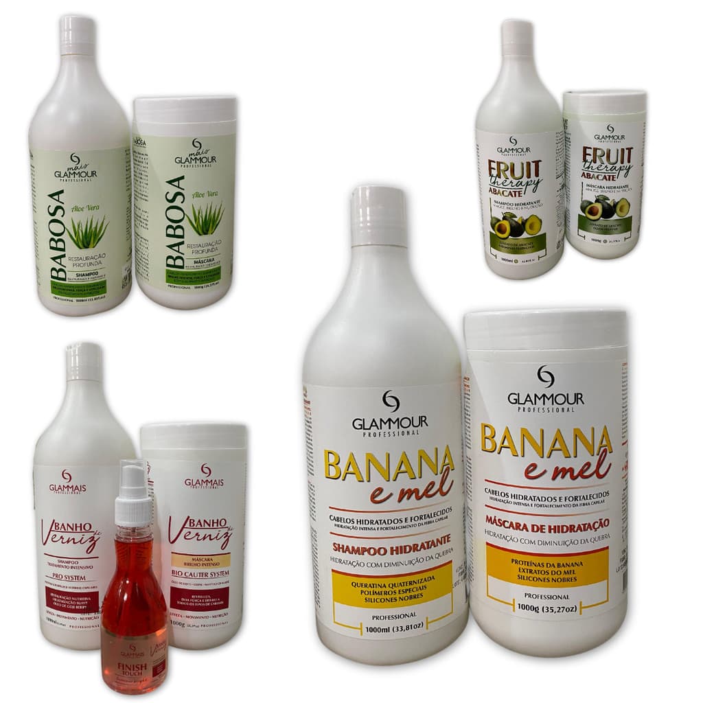 Kit de cabelo Shampoo e Máscara Hidratação capilar Glamour