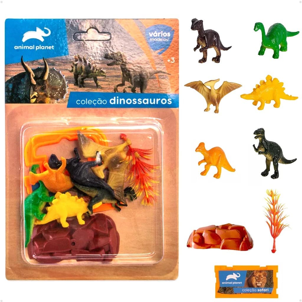 Mini Dinossauros Coleção Animal Planet 8 Peças Realistas