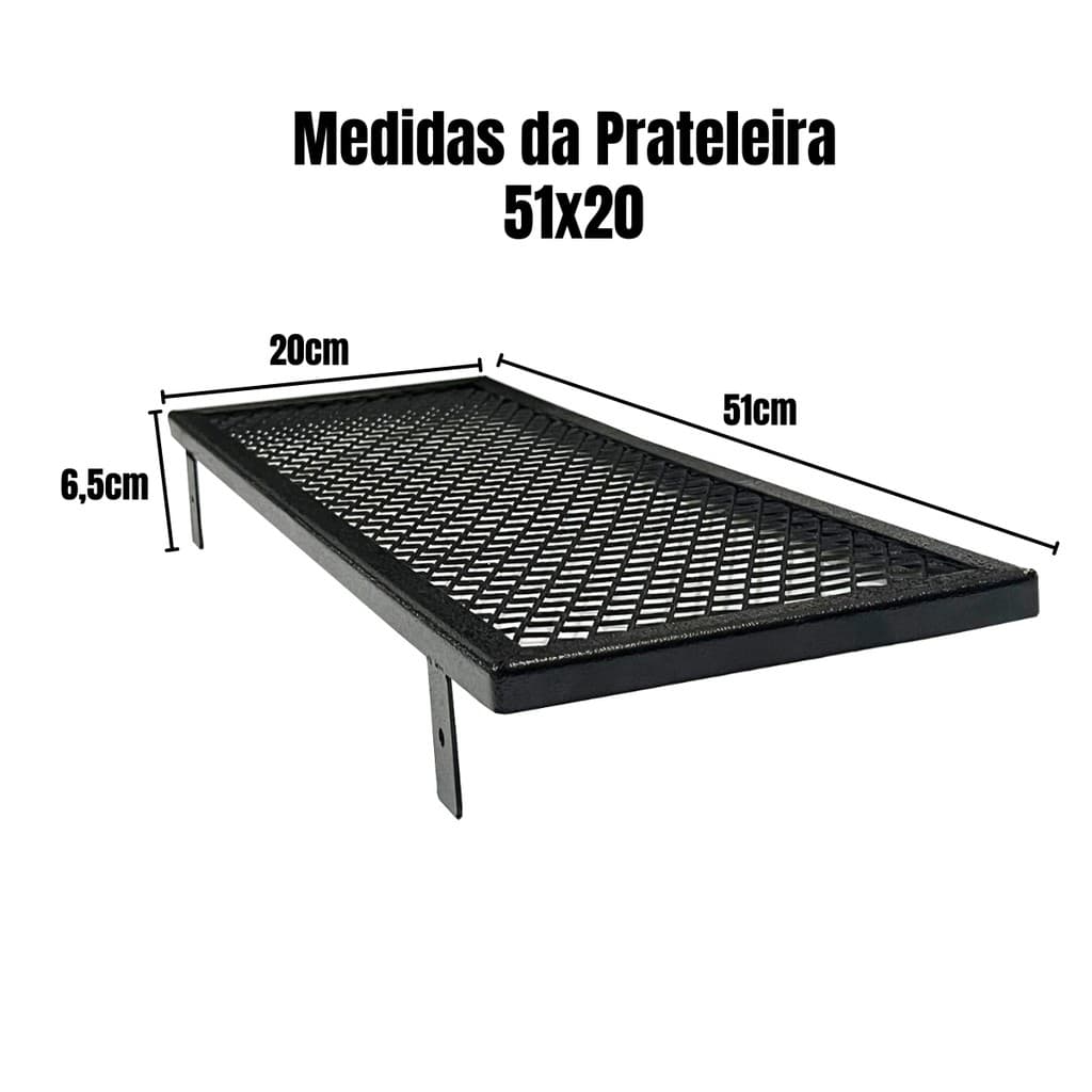 Kit 2 Prateleiras Grade 20x44cm Urbano Estilo Industrial