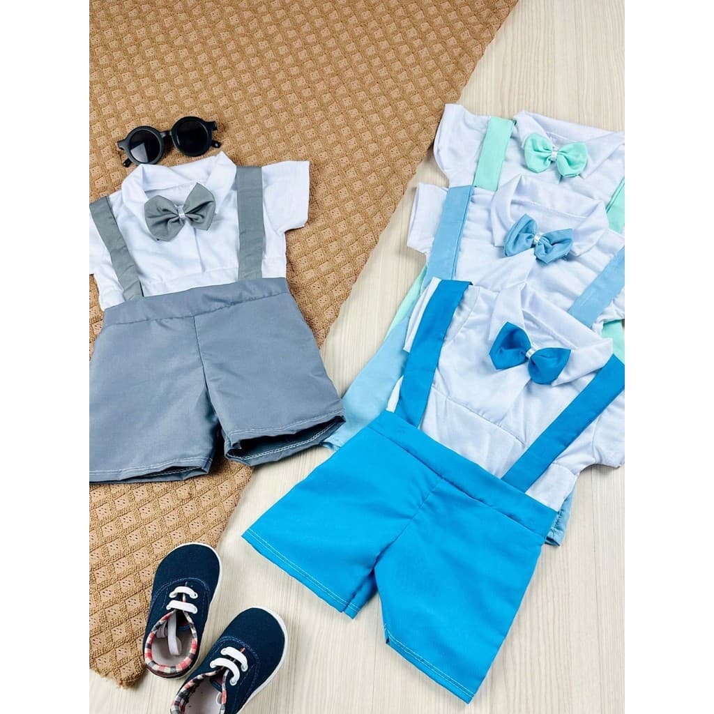 Conjunto de Bebê Social Camisa + Suspensório Arthur