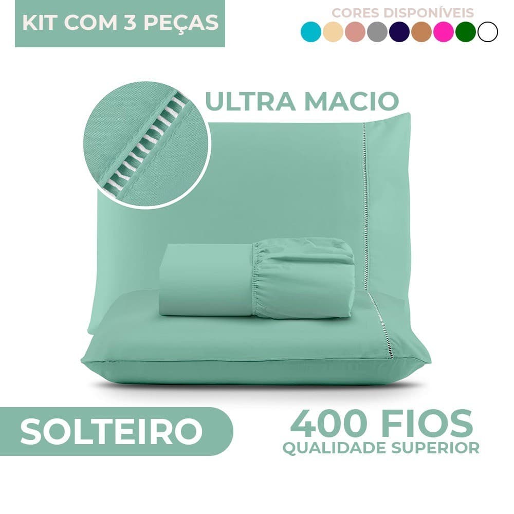 Jogo de Lençol Solteiro Micropercal - 400 Fios Ponto Palito - Solteiro / Casal / Queen / King - Antialérgico