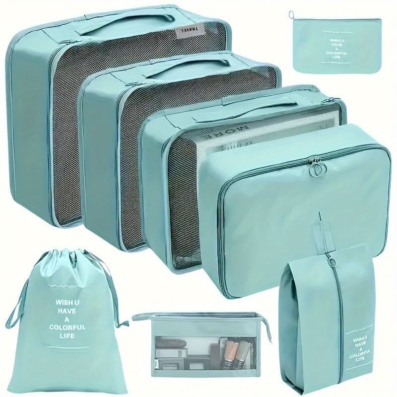 KIT Conjunto 8 Peças Organizador De Viagens Organizadoras Para Malas Bolsa