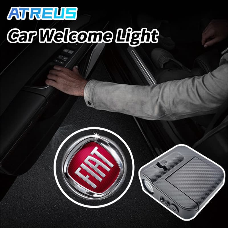 Para Fiat LED Luz De Boas-Vindas Porta Fibra De Carbono Do Carro Projetor Lâmpada Luz Noturna Para Porta De Carro