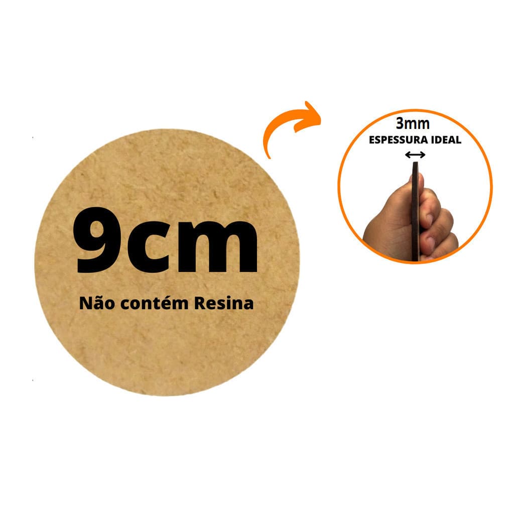 100 Bolachas MDF Redonda Base Circular 9cm MDF 3MM