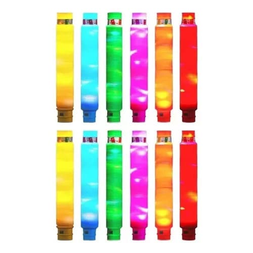 Kit 12 Poptube Com Led Tubo Fidget Tube Toys Folding Pop It Cor Colorido