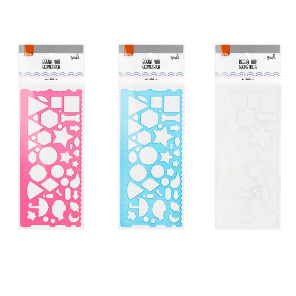 Regua geometrica 20 cm Plastica Desenhos BRW
