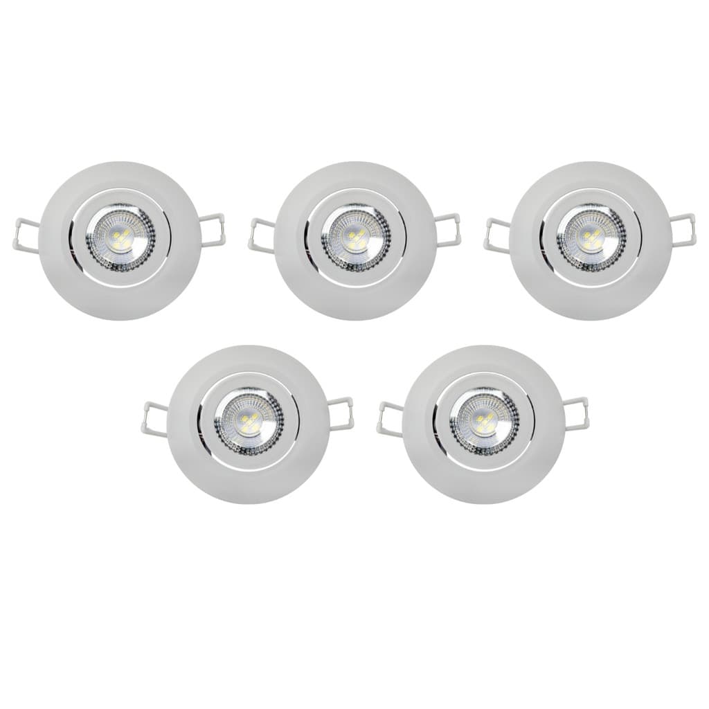 Kit 5 Spots de Led Embutir Redondo Branco Quente 3000K Bivolt 1 Ano Garantia 3w Avant