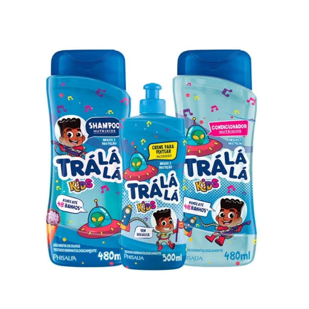 Kit Tra La La Nutrikids Shampoo 480ml + Condicionador 480ml + Pentear 300ml