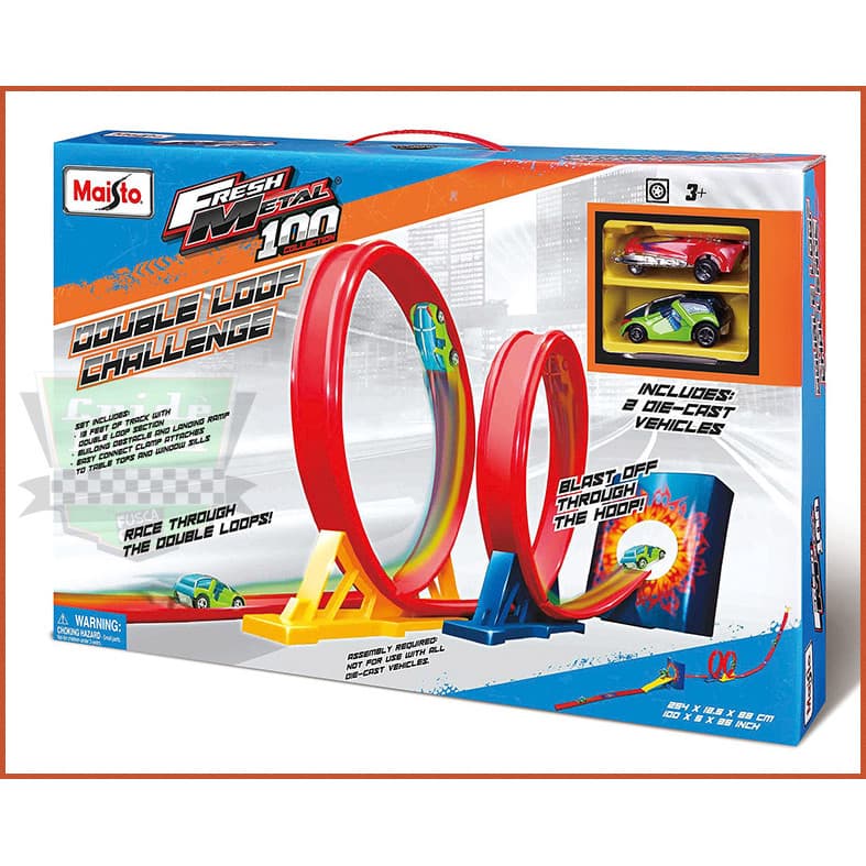 Auto Pista Fresh Corrida Metal Double Loop Challenge Maisto - 1/64