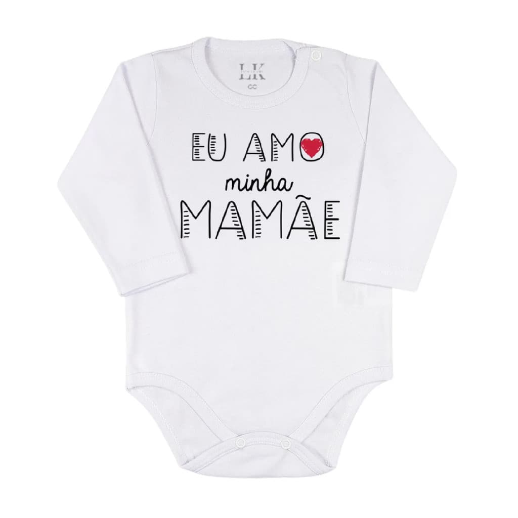 Body Bebê com Frase "Eu amo minha mamãe" Algodão fio Egípcio