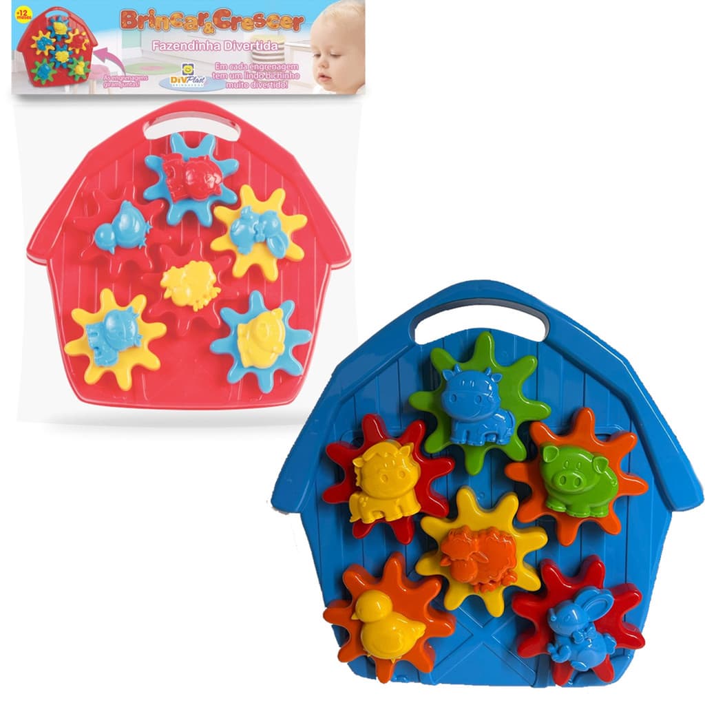 Brinquedo de Desenvolvimento Infantil Fazendinha Baby Animal Brinquedo de Encaixe Roda Roda Ref 167 Divplast