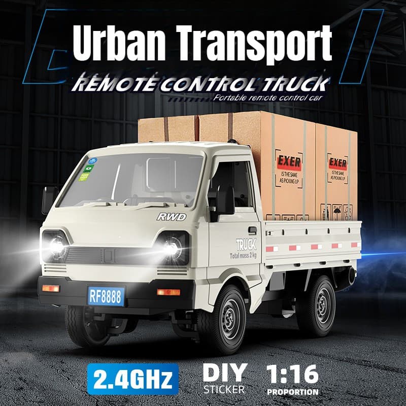 1 : 16 Som E Luz Carro De Controle Remoto Caminhão Pão Carga Porta Dupla Brinquedo Das Crianças