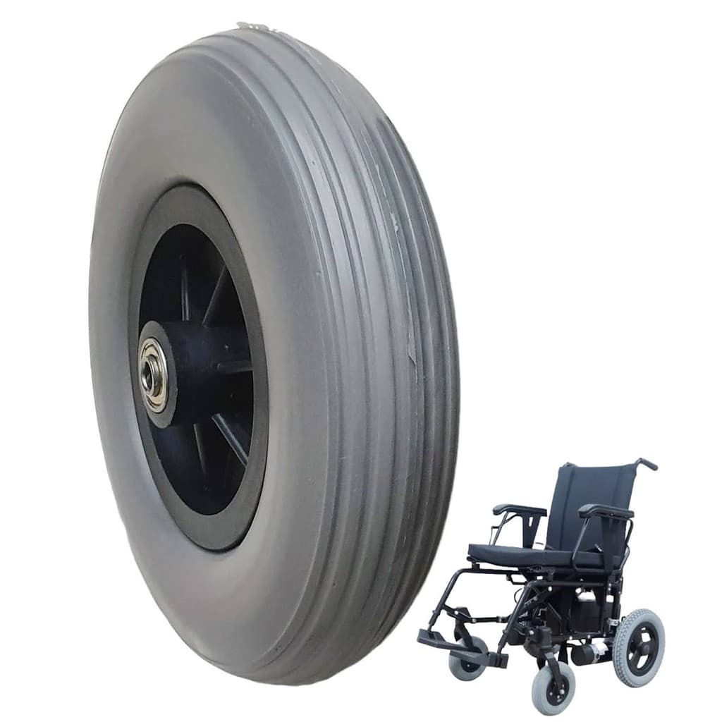 Roda Dianteira Pneu Maciço 200x50 Cadeira Rodas Furo 8mm Cinza Reforçada Alta Durabilidade Resistente