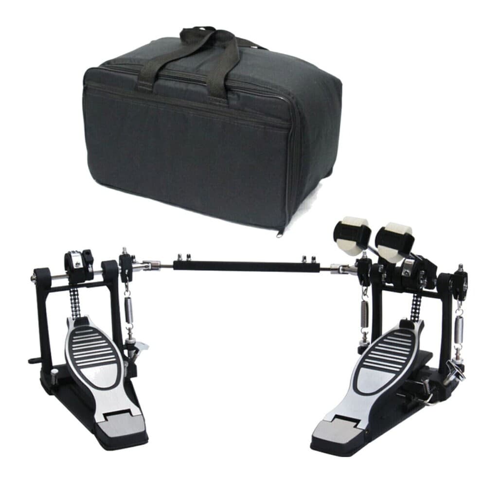 Pedal Batedor Duplo p/ Bumbo Bateria, Corrente Dupla, Ajuste de Tensão, c/ Bag