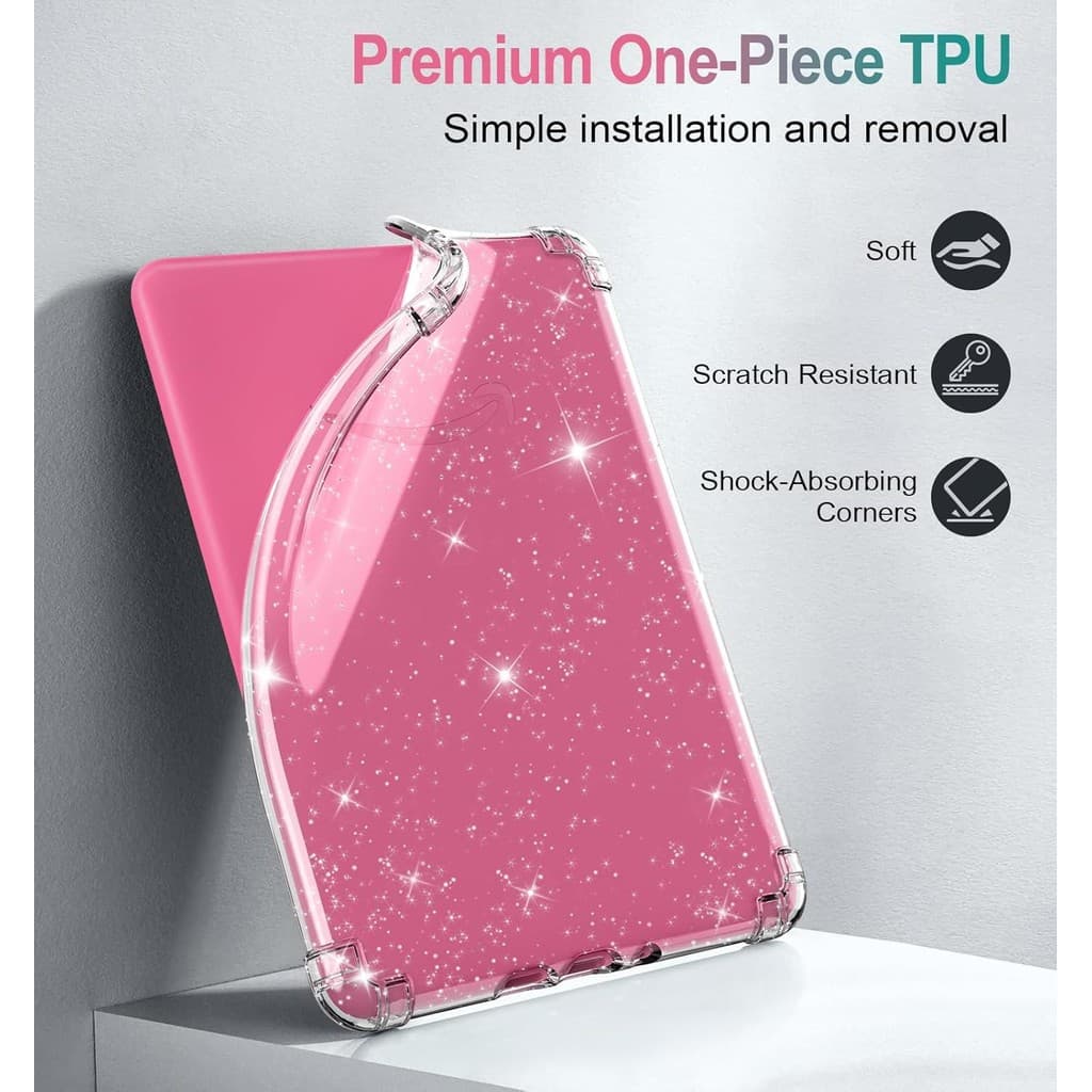 MoKo Capa Protetora Flexível De TPU Transparente Com Glitter Para Kindle Paperwhite De 7 " (12a Geração-2024) E Colorsof