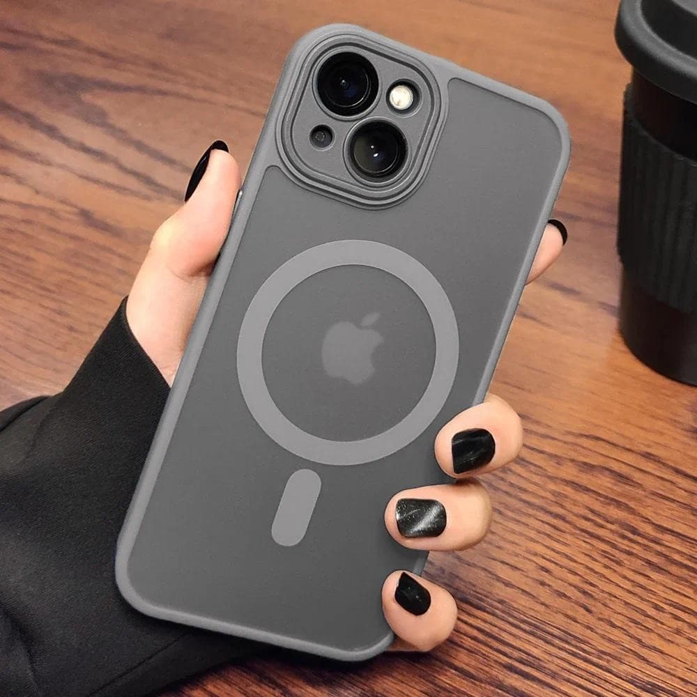 Capa De Telefone Magnética Translúcida Fosca Para IPhone 16 14 13 15 12 11 Pro Max Plus Magsafe Armadura De Carga Sem Fi
