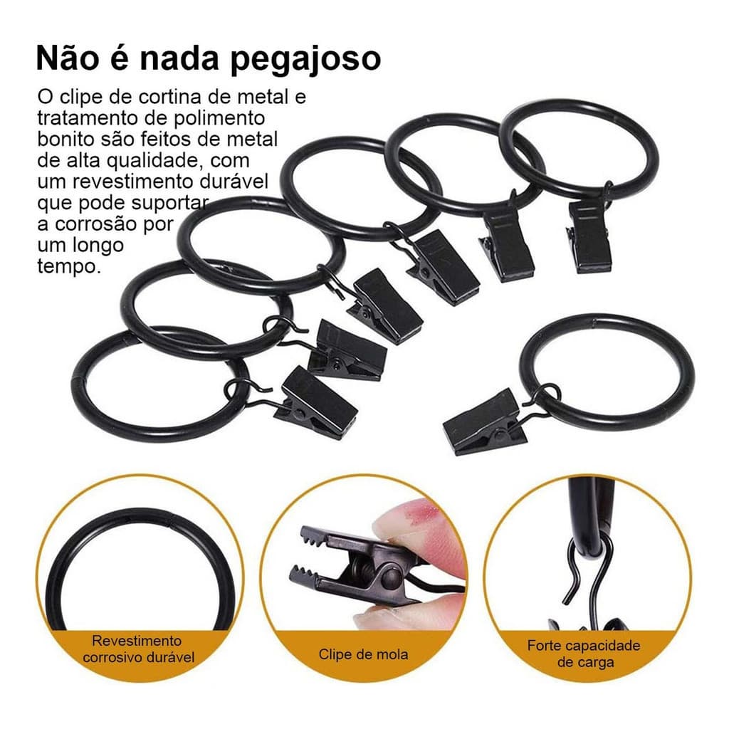 40 Peças De Anéis De Cortinas De Metal Com Clipes 4.5 7.5 cm
