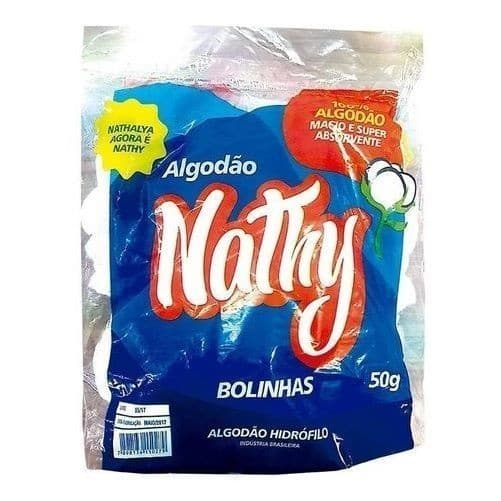 Kit 10 Pacotes Algodão Nathy - 50g - Macio e Super Absorvente - Algodão Bolinha
