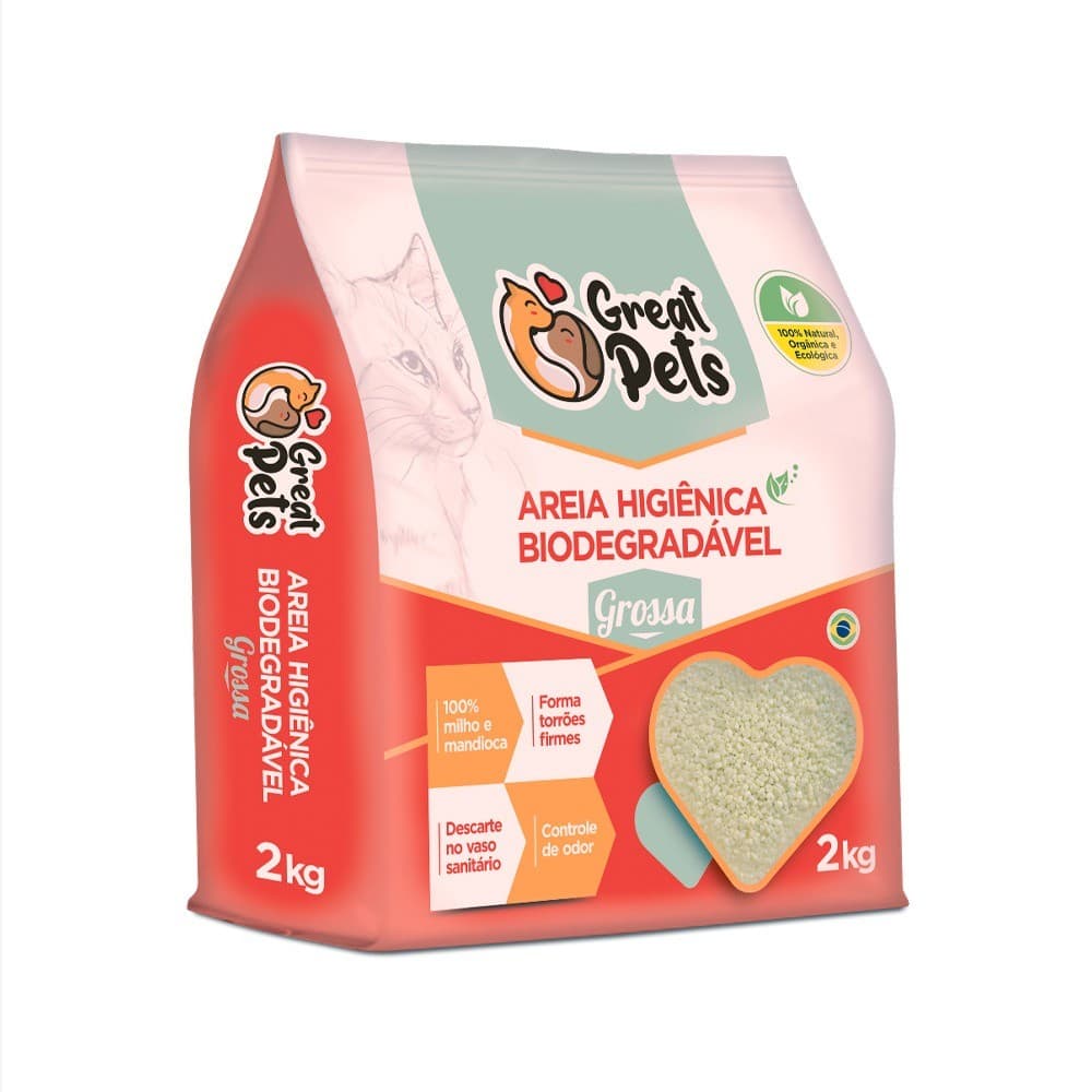 AREIA GREAT PETS BIODEGRADAVEL GROSSA 3.8KG