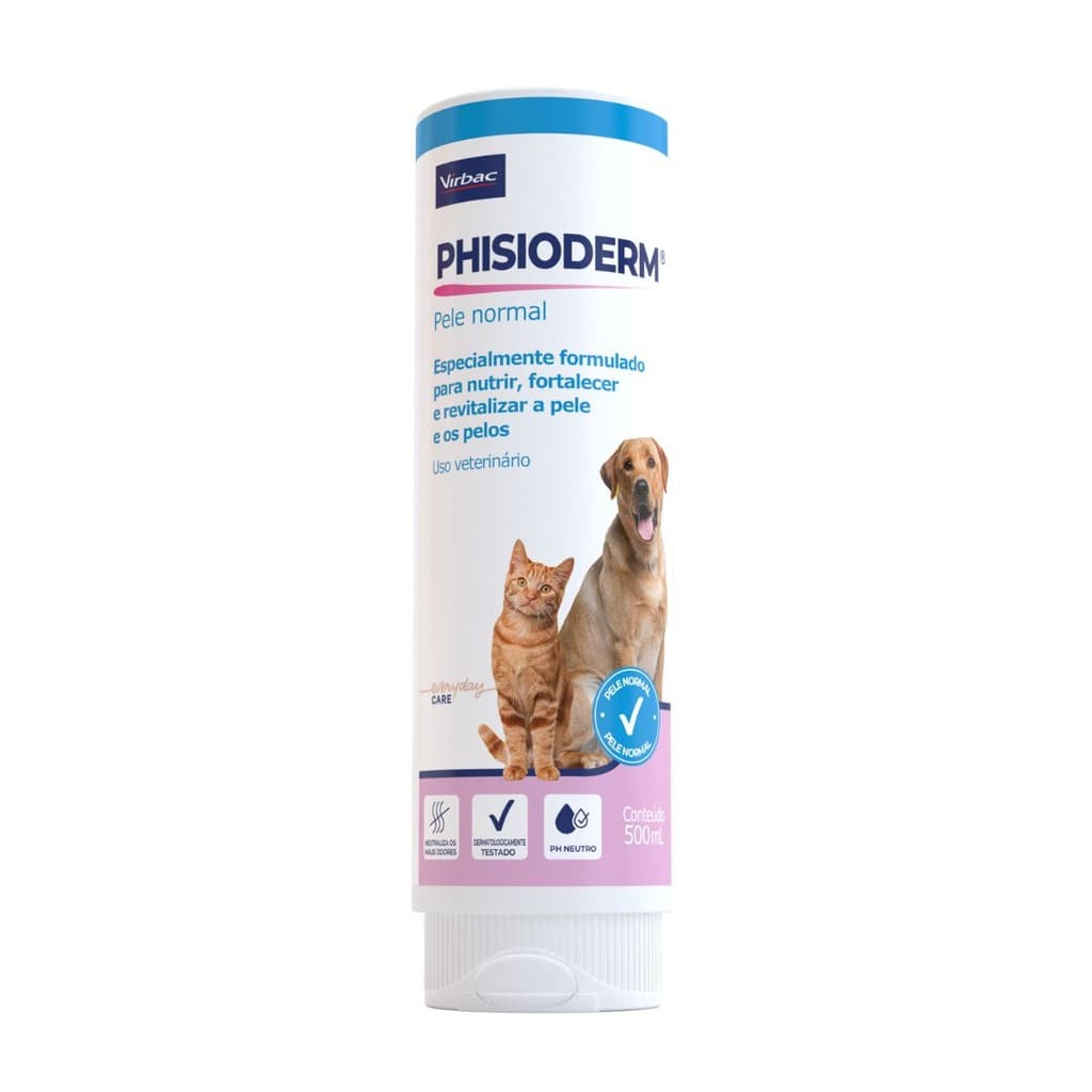 Shampoo Phisioderm Pele Normal 500 ML P/ Cães e Gatos Virbac