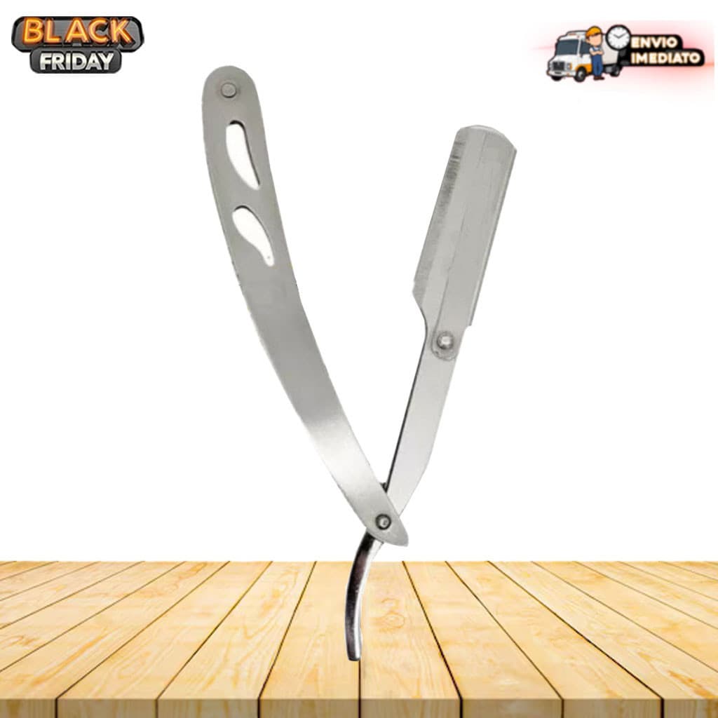 Navalha de Barbeiro Profissional – Aço Inox com Cabo de Plástico e Lâmina Descartável