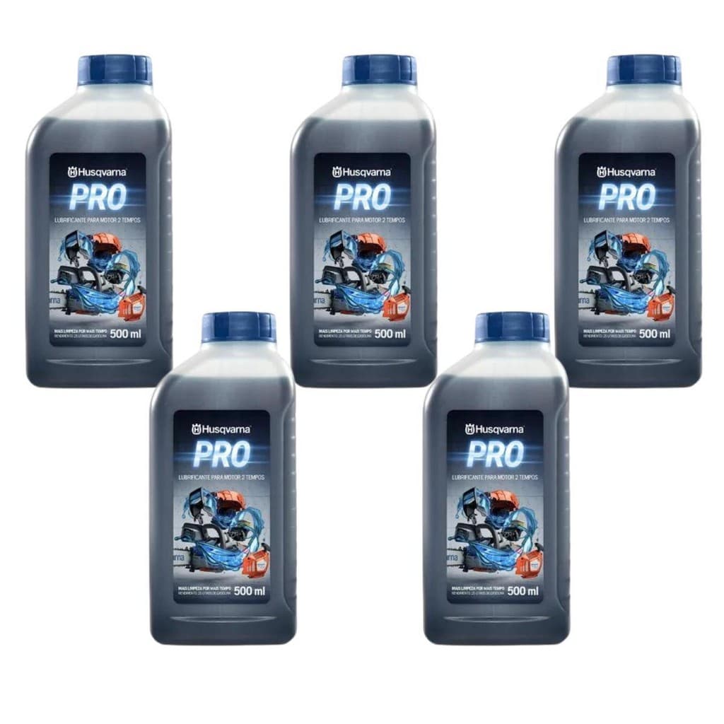 KIT 5 UNIDADES - HUSQVARNA OLEO LUBRIFICANTE PREMIUM 2T PRO 500ML
