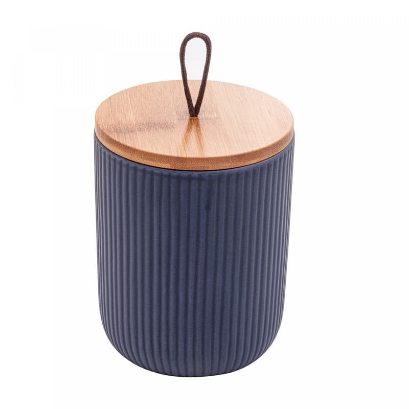 Potiche de Ceramica c/ Tampa em Bambu Azul - Lyor