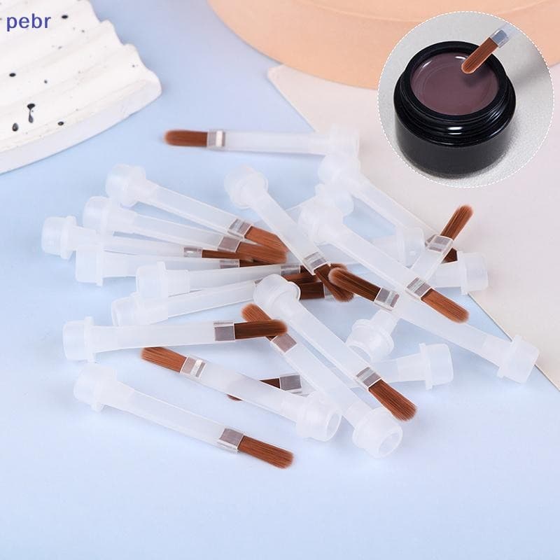 [pebr] 5/10/20 Unidades Escova De Esmalte Descartável Para Frasco De 15ml Substituição De Cabelo Marrom Aplicadores De P