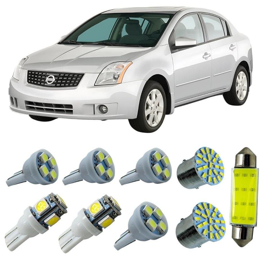 Kit Led Interno Externo Nissan Sentra 2008 A 2012 Luz De Teto Placa Farolete Ré - Lâmpadas de Led