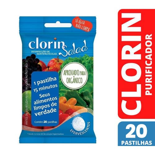Higienizador de Alimentos Orgânicos Clorin Salad 20 Pastilhas com NF