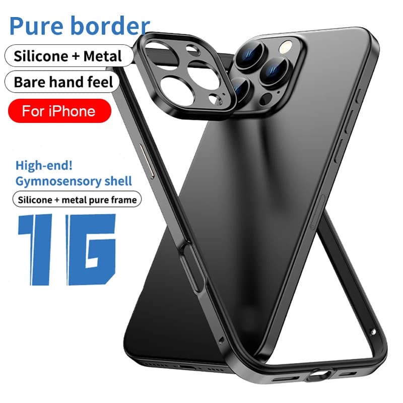 Proteção Da Câmera + Moldura De Silicone Híbrida Capa De Telefone De Metal De Alumínio Para iPhone 17 16 Pro Max 15 14 1