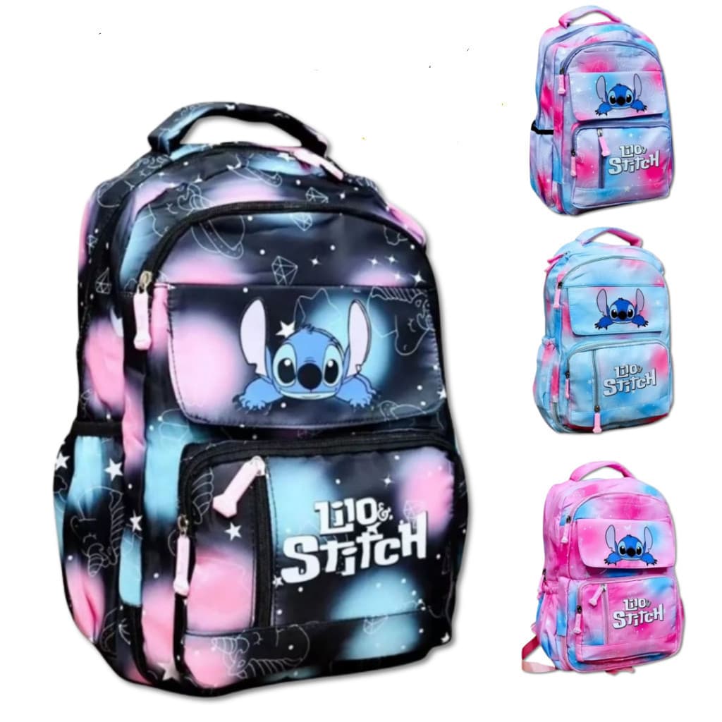 Mochila lilo Escolar Feminina Infantil Juvenil Criança Costa nylon Impermeável Grande