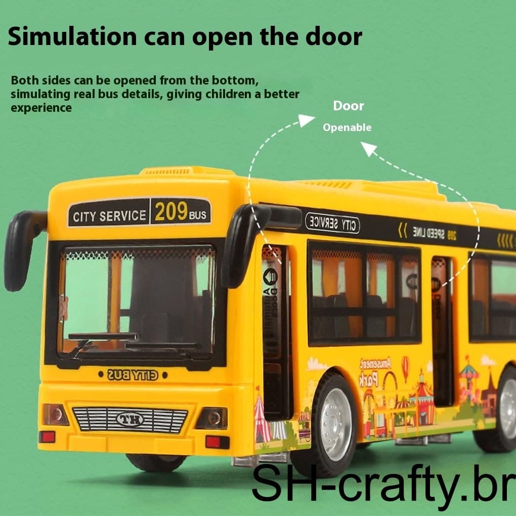 Brinquedo De Ônibus Grande Para Crianças Simula Cena Real Iluminação Embutida Música Modelo De Carro Audiovisual