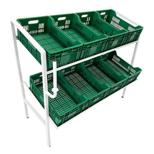 Expositor Hortifruti Com Suporte + 8 Caixas Fruteira Frutas
